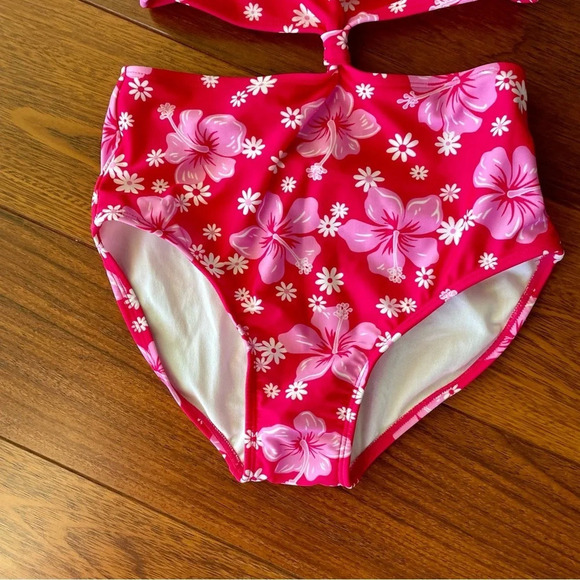 Art Class Girls' Simply Hibiscus One Piece Swimsuit Pink L (10/12) NWT - Picture 3 of 8